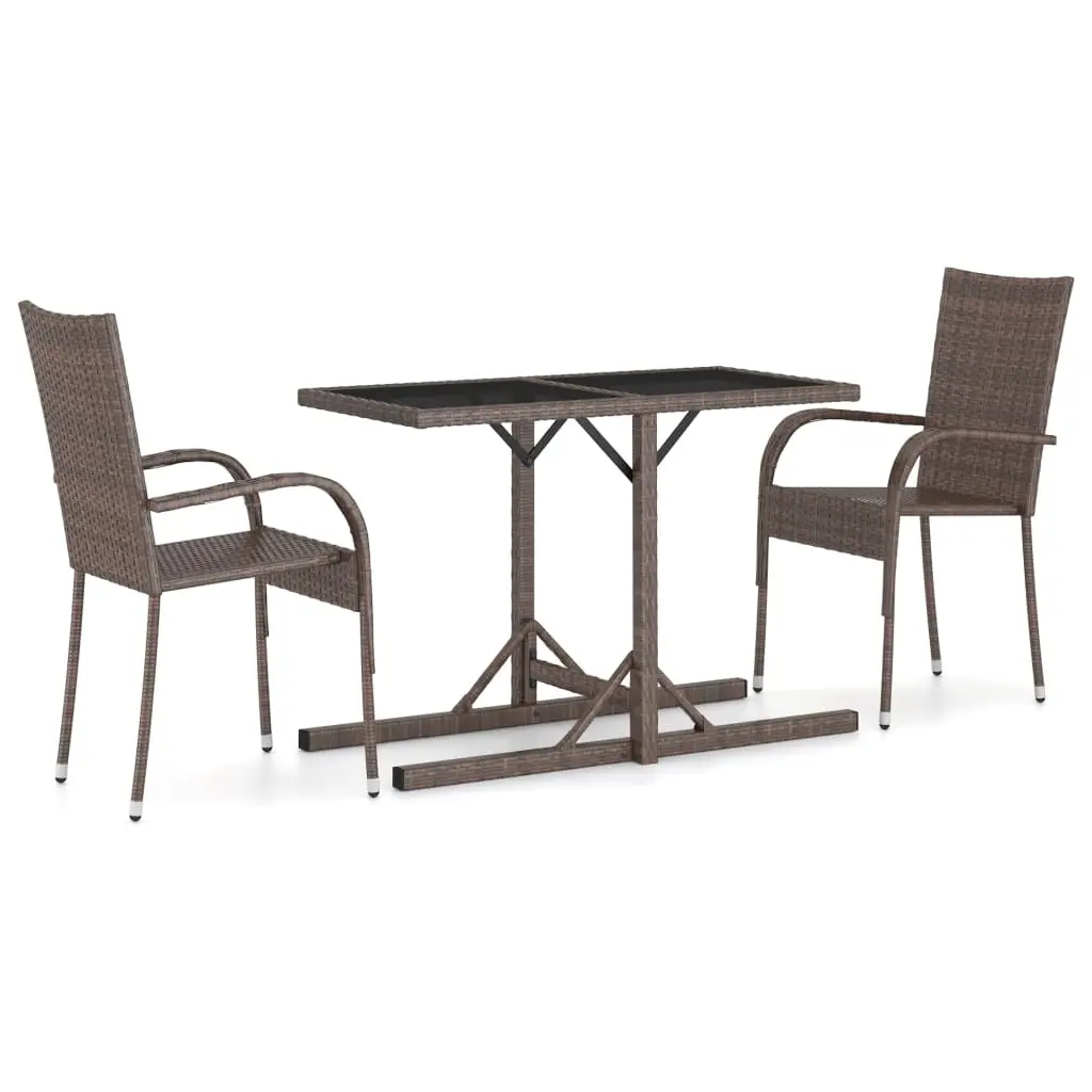 Ensemble de 3 pcs table de jardin avec chaises – mobilier de jardin Marron-JU3064