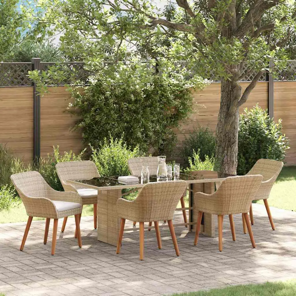 Ensemble de salle à manger pour jardin 7 pcs Beige polyrotin vidaXL 3261629 Beige