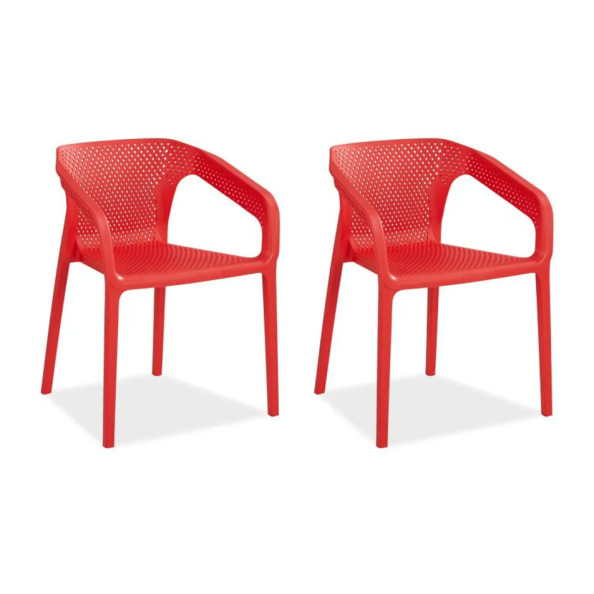 Ensemble de 2 chaises de jardin rouges élégantes et pratiques