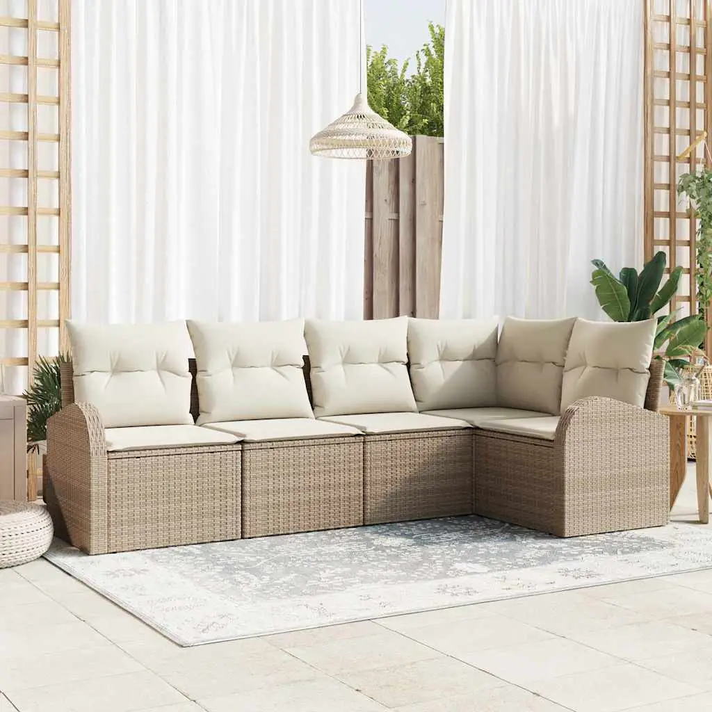 Ensemble de Canapés avec coussin 5 pcs Beige Polyester vidaXL 3346041