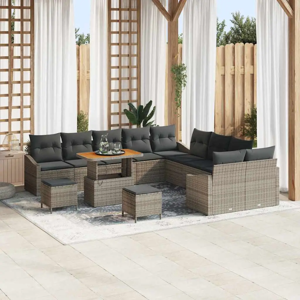 Ensemble canapé extérieur en résine tressée modulable 13 places Gris – ComfortXL Outdoor Living