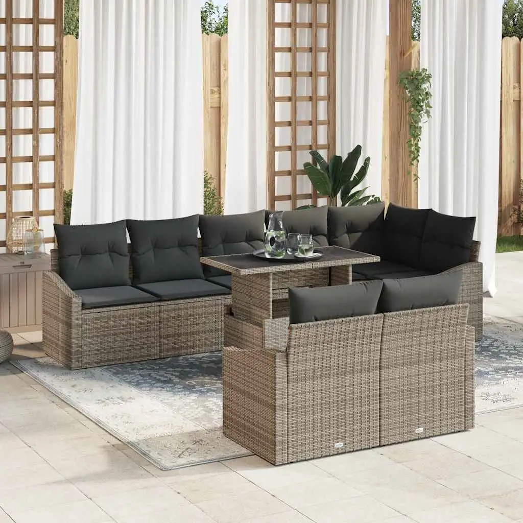 Ensemble de canapé de jardin avec coussin Réglable 9 pcs Gris vidaXL 3357762
