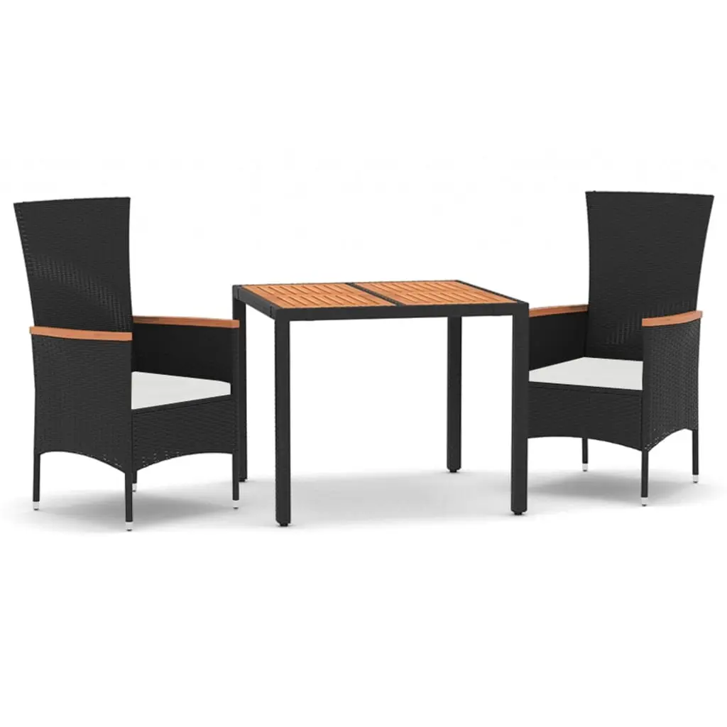 Ensemble de 3 pcs table de jardin et chaises avec coussins – mobilier de jardin Noir-JU3026
