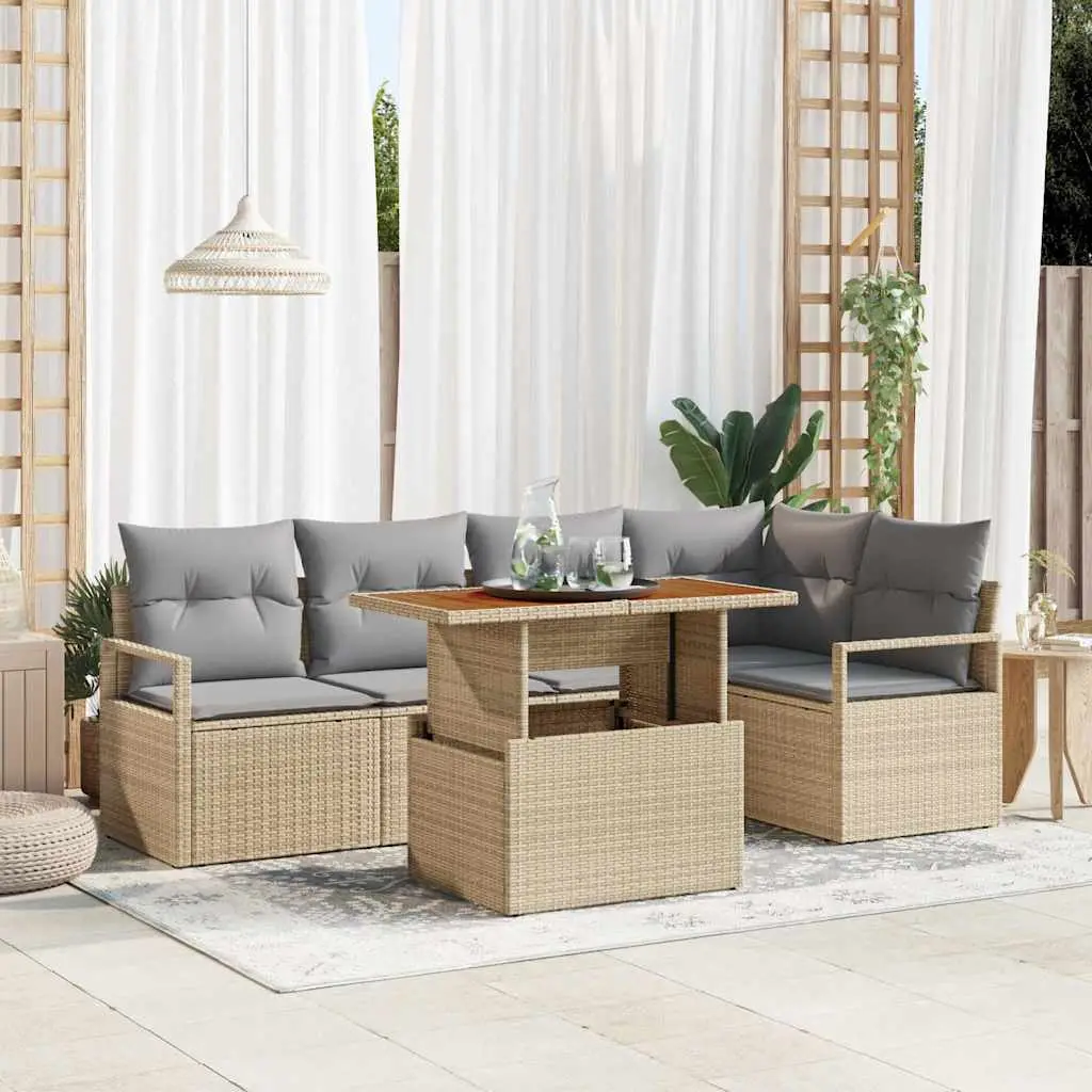 Ensemble de salle à manger pour jardin 6 pcs Beige et gris vidaXL 3349713 beige et gris