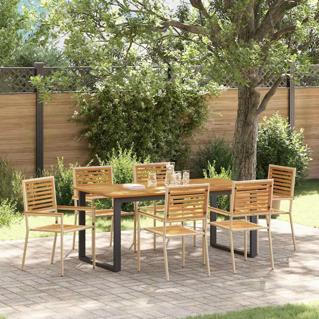 Ensemble de salle à manger pour jardin 7 pcs Beige vidaXL 3365465