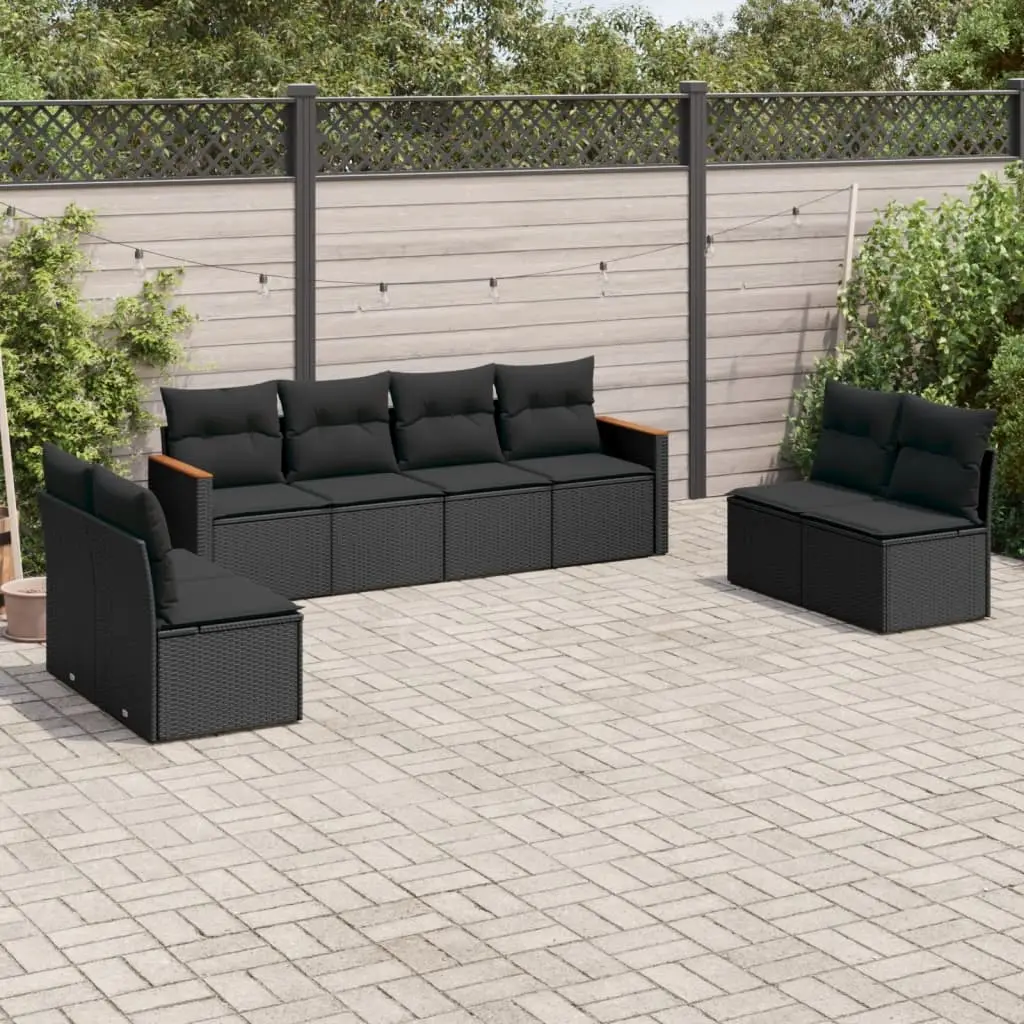 Ensemble canapé modulable 8 pcs résine tressée avec rangement pour jardin Noir – ComfortXL Outdoor Living