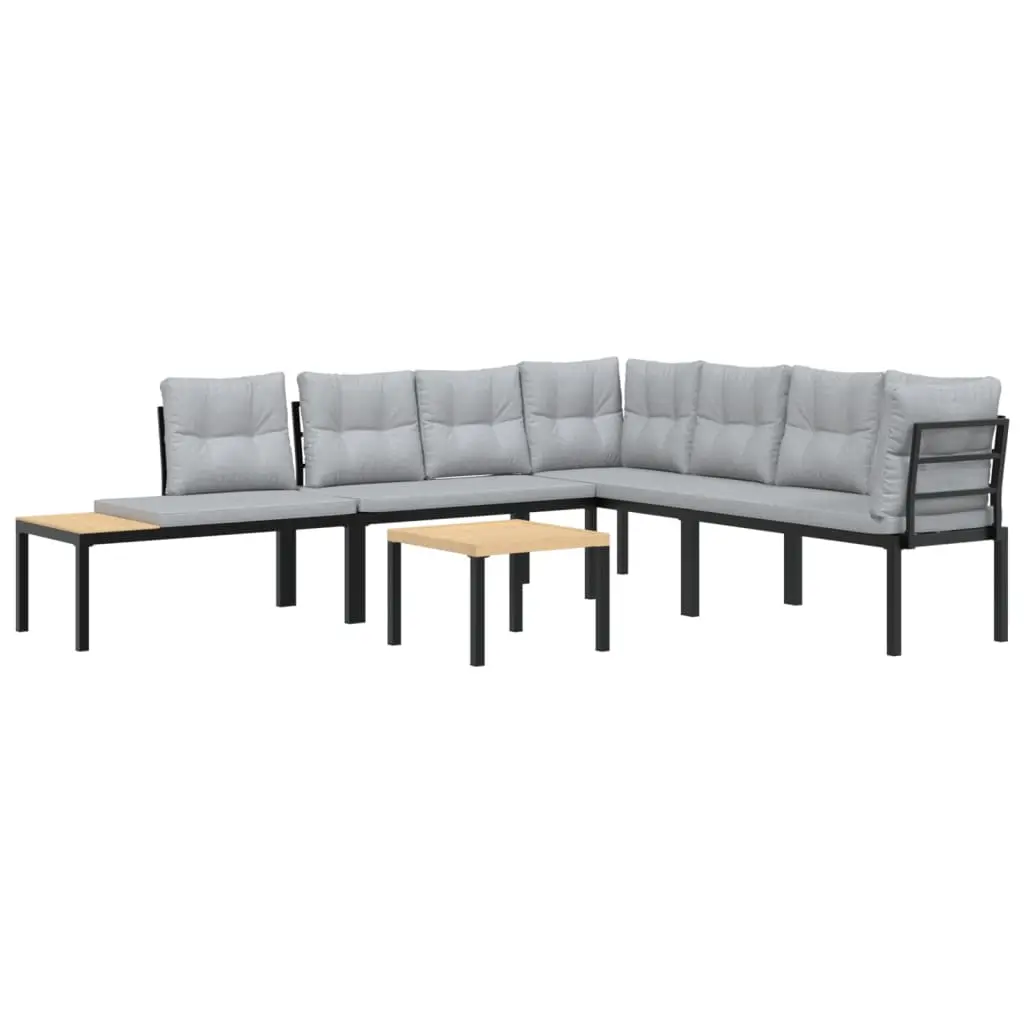 Ensemble de 5 pcs banc de jardin avec coussins – Banc d’extérieur – Banquette noir-JU11295