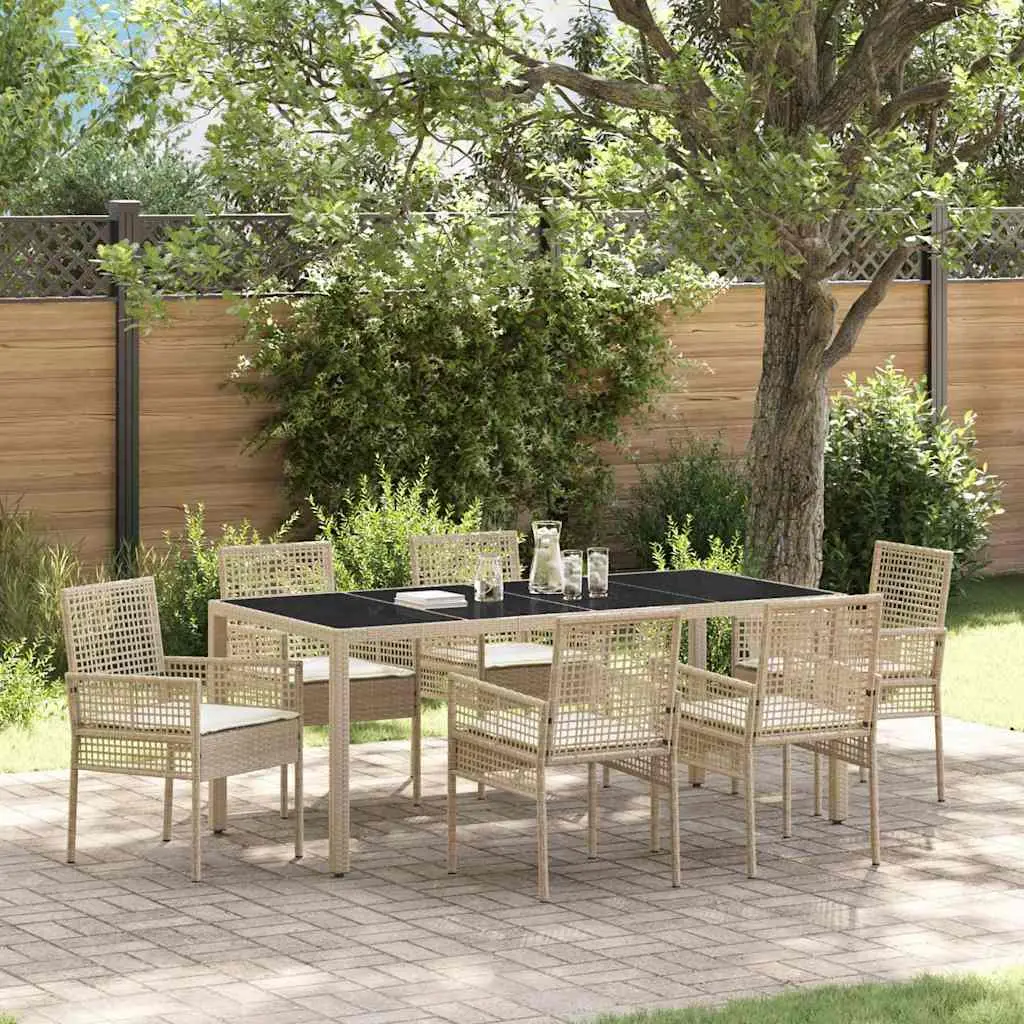 Ensemble de salle à manger pour jardin 7 pcs Beige polyrotin vidaXL 3334891 beige et blanc crème