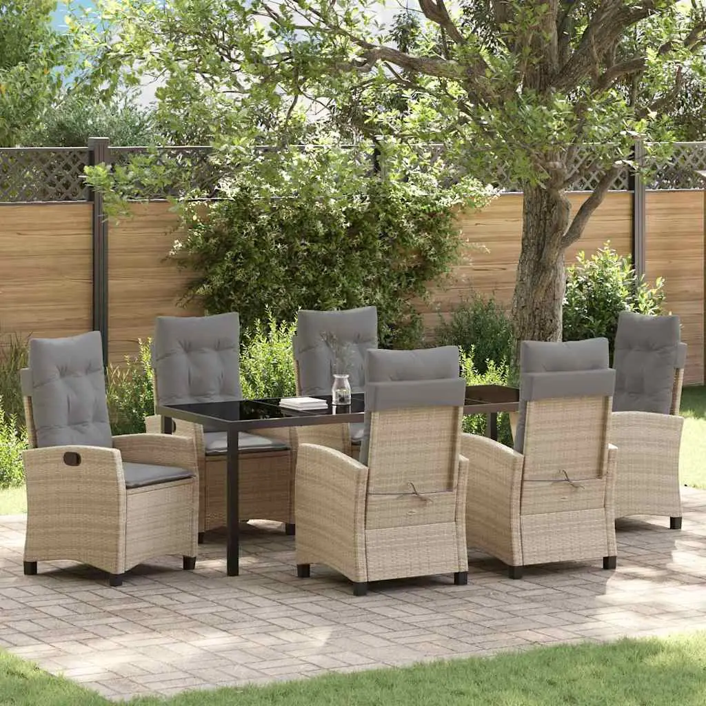 Ensemble de salle à manger pour jardin 7 pcs Beige polyrotin vidaXL 3380405 Beiges mixtes