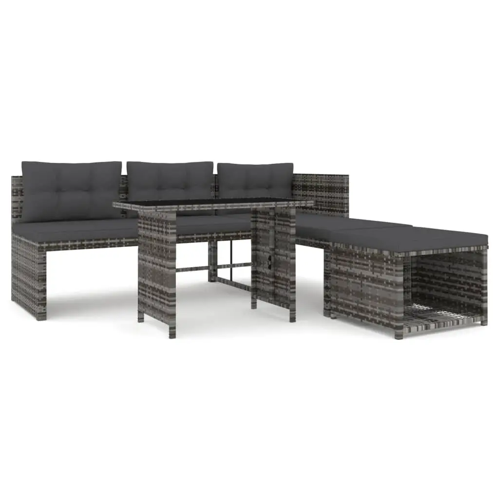 Ensemble de 4 pcs table de jardin avec chaises – mobilier de jardin coussins Gris Résine tressée