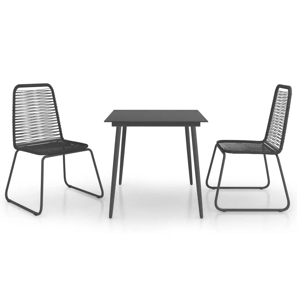 Ensemble de 3 pcs table de jardin avec chaises – mobilier de jardin PVC résine tressée noir-JU2439