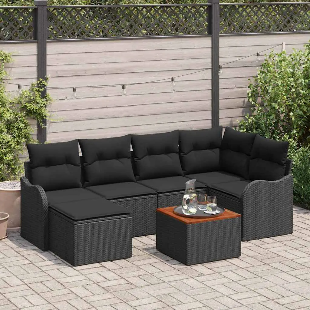 Ensemble de canapé de jardin avec stockage 7 pcs Noir polyrotin vidaXL 3356147