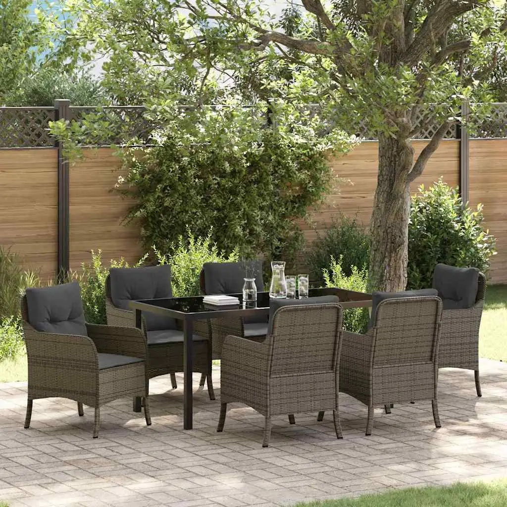 Ensemble de salle à manger pour jardin 7 pcs Gris polyrotin vidaXL 3380166
