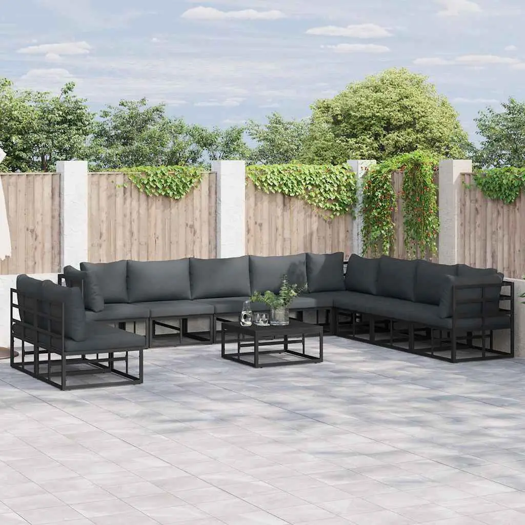 Ensemble Canapé de Jardin Aluminium 10 Places Modulable avec Table d’Extérieur Noir – ComfortXL Outdoor Living