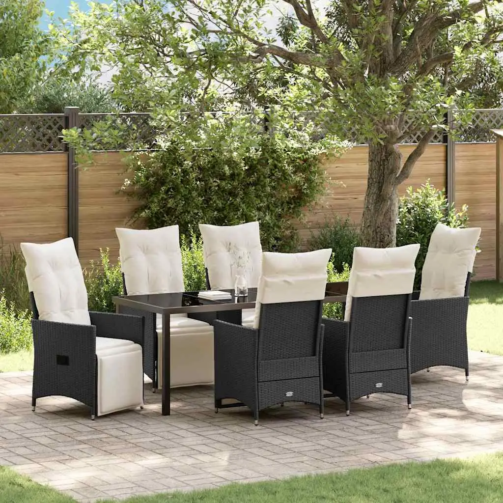 Ensemble de salle à manger pour jardin 7 pcs Noir polyrotin vidaXL 3379567