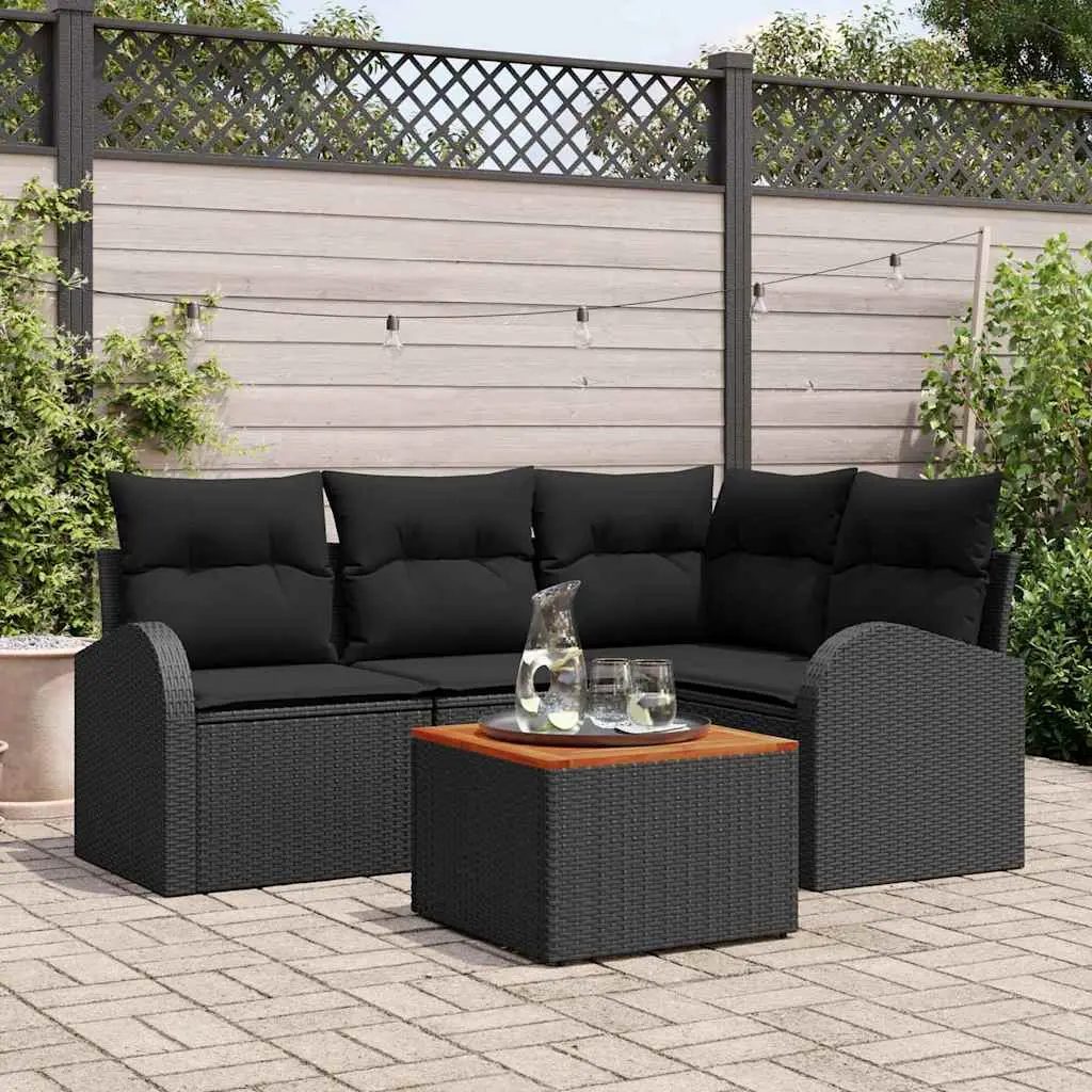 Ensemble de canapé de jardin avec stockage 5 pcs Noir polyrotin vidaXL 3356245