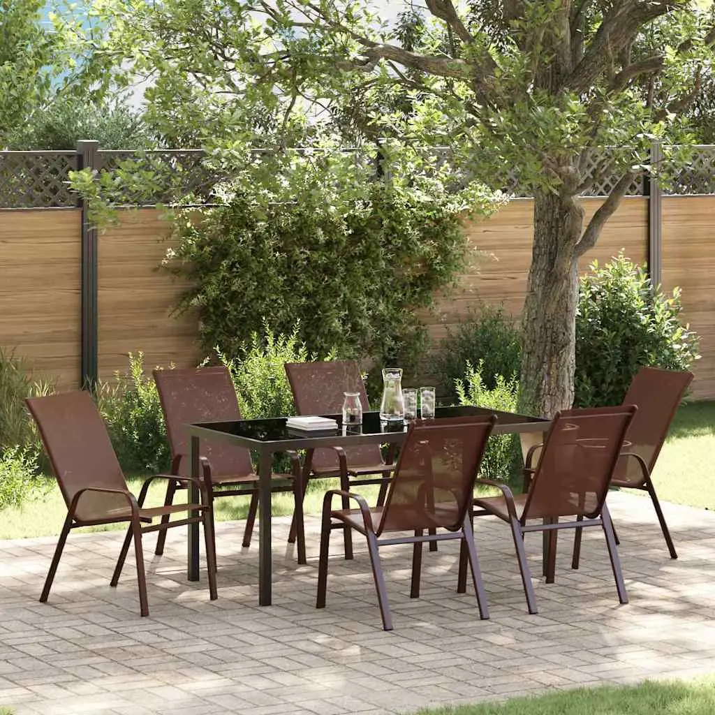 Ensemble de salle à manger pour jardin 7 pcs Marron et Noir vidaXL 3379132