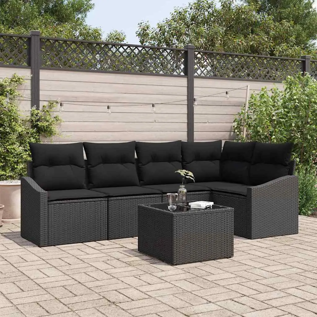 Ensemble de Canapés avec coussin 6 pcs Noir polyrotin vidaXL 3346733