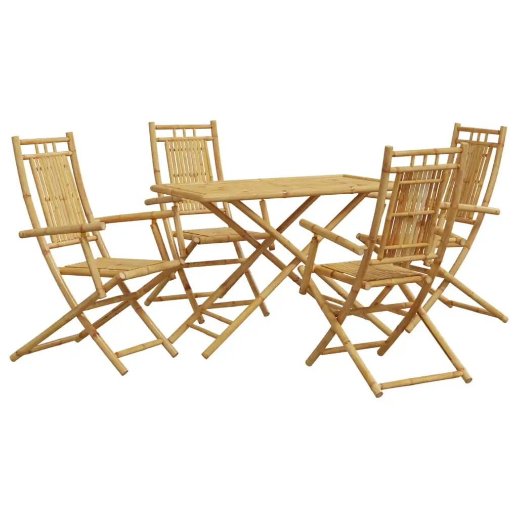 Ensemble de 5 pcs table de jardin avec chaises – mobilier de jardin bambou-JU2615
