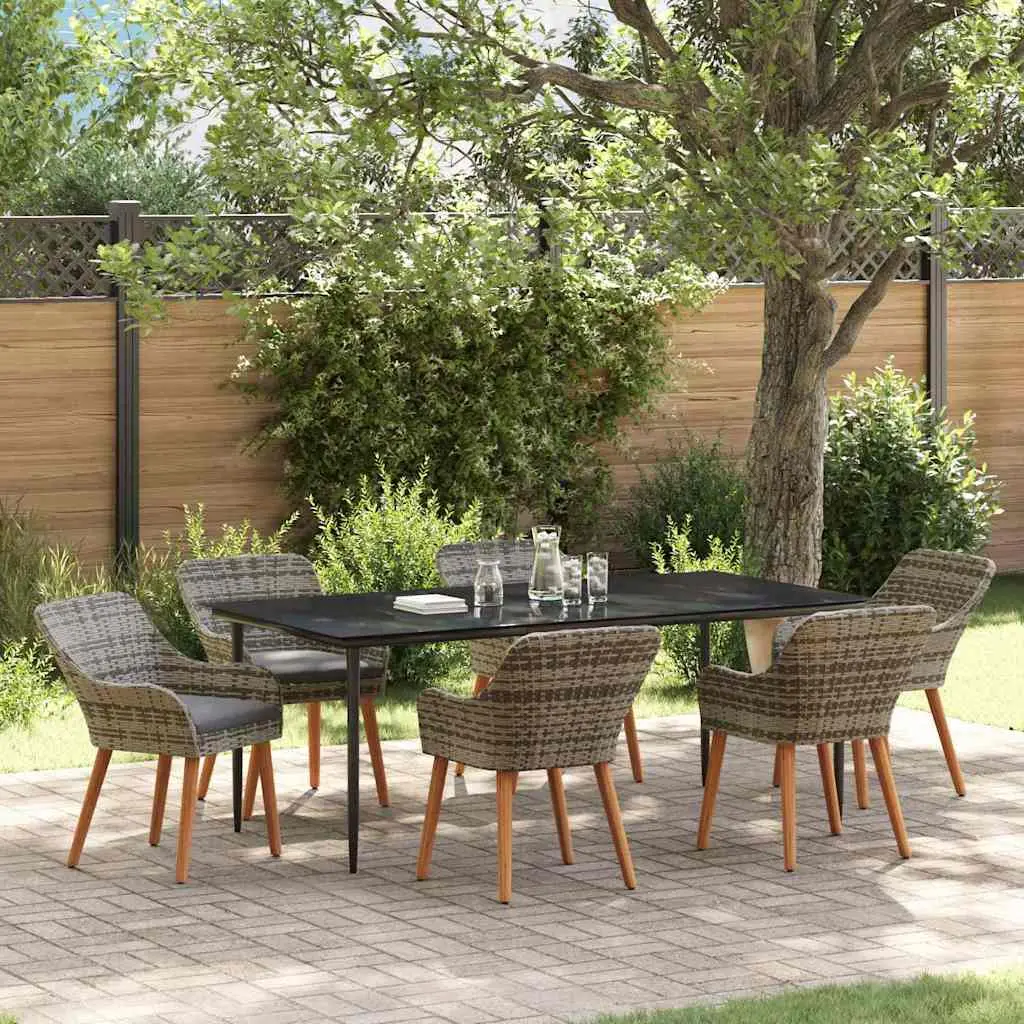 Ensemble de salle à manger pour jardin 7 pcs Gris polyrotin vidaXL 3261682