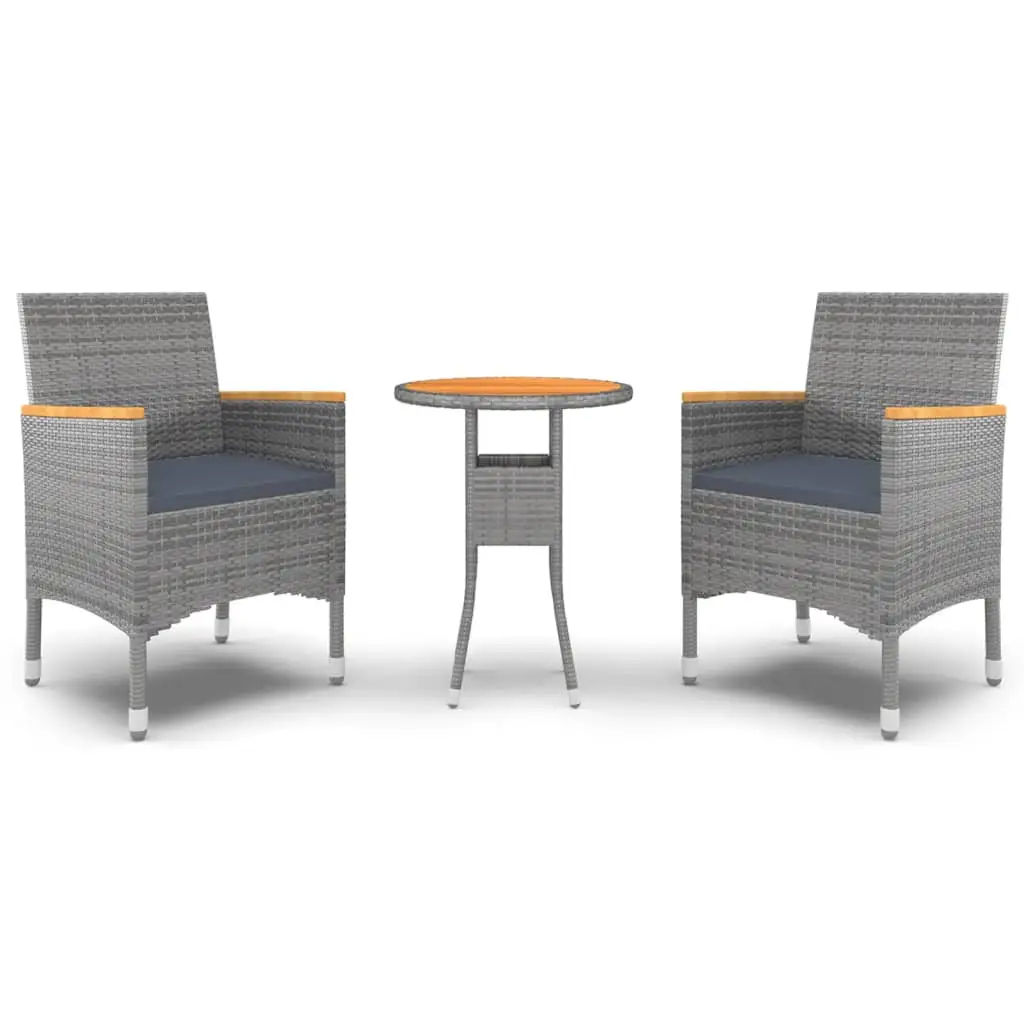 Ensemble de 3 pcs table de jardin avec chaises – mobilier de jardin Résine tressée Gris-JU2466