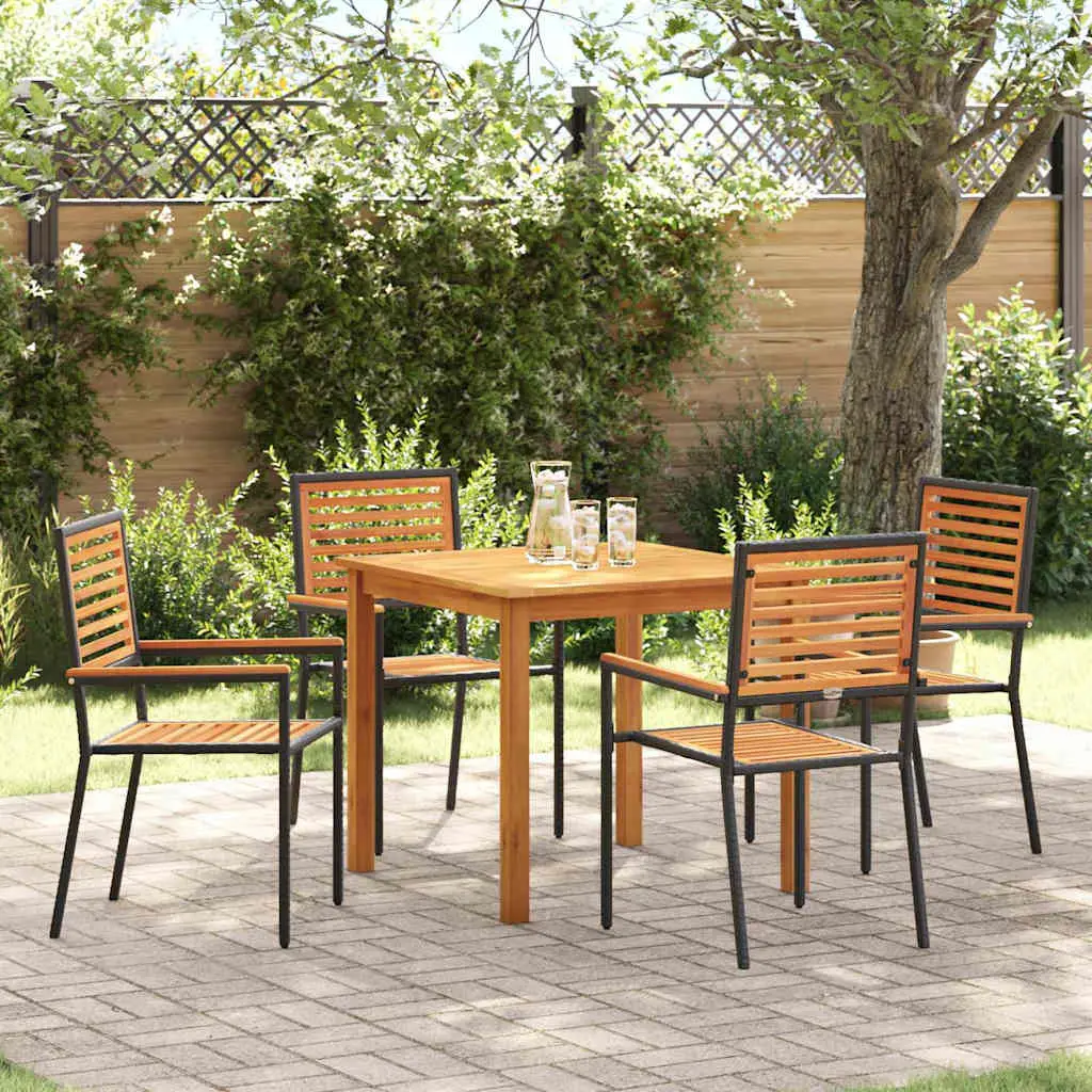 Ensemble de salle à manger pour jardin 5 pcs Noir vidaXL 3365514