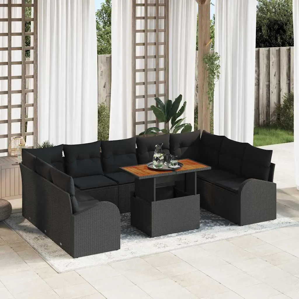 Ensemble Canapé Modulable 9 Places avec Coffres de Rangement Noir – ComfortXL Outdoor Living