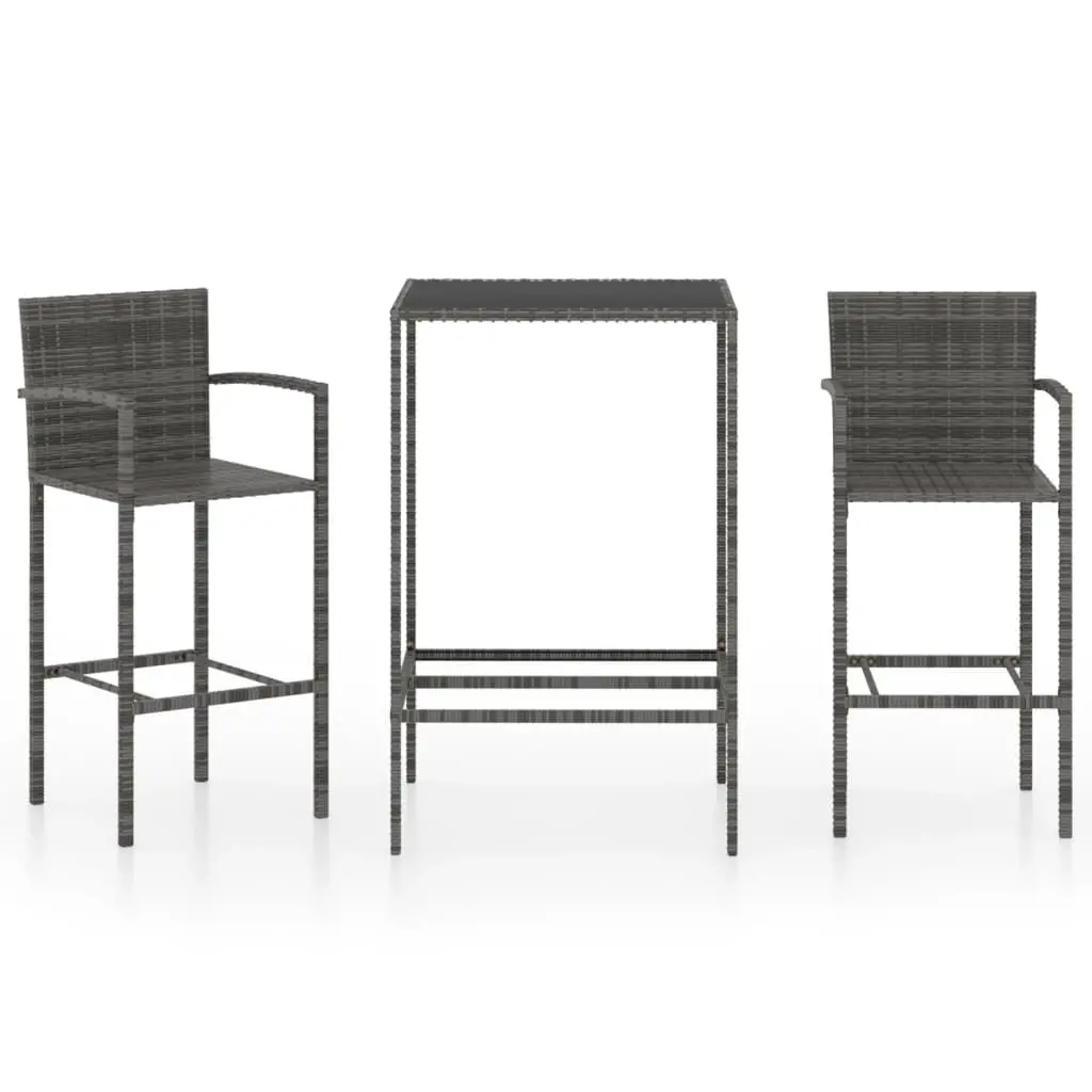 Ensemble de 3 pcs bar de jardin – Mobilier d’extérieur – Mobilier de jardin Résine tressée Gris-JU2010