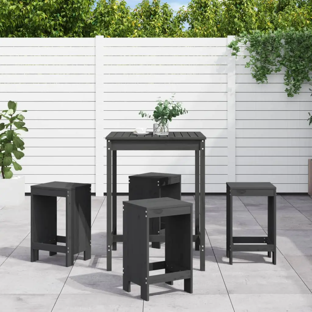 Ensemble de bar de jardin 5 pcs gris bois de pin massif vidaXL 3157741