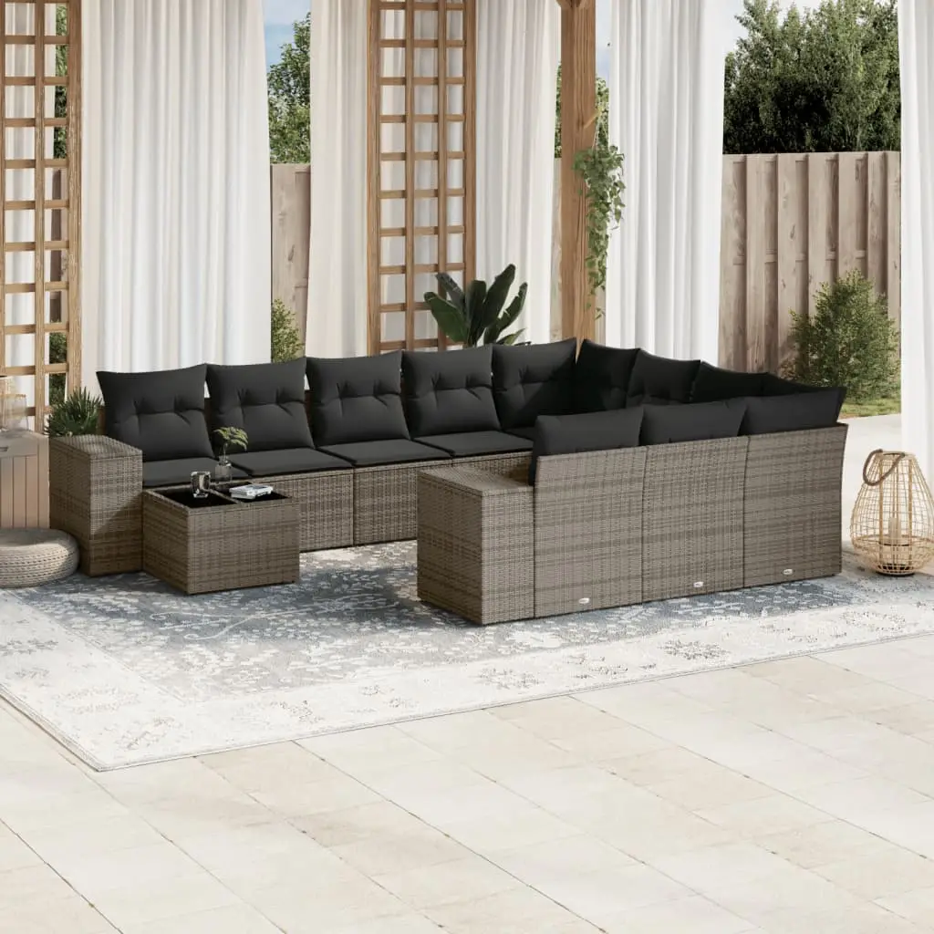 Ensemble canapés de jardin modulable 10 places en résine tressée pour extérieur Gris – ComfortXL Outdoor Living
