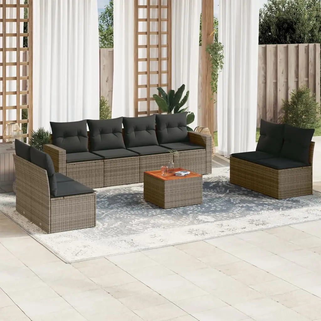 Ensemble de Jardin 8 Personnes Résine Tressée Gris Modulable Table et Coussins Inclus pour Extérieur – ComfortXL Outdoor Living