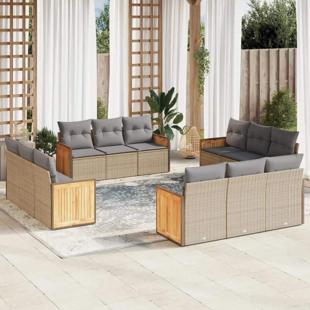 Ensemble de Jardin Confortable 12 Places Résine Tressée Modulable pour Extérieur Coussins Gris Beige – ComfortXL Outdoor Living