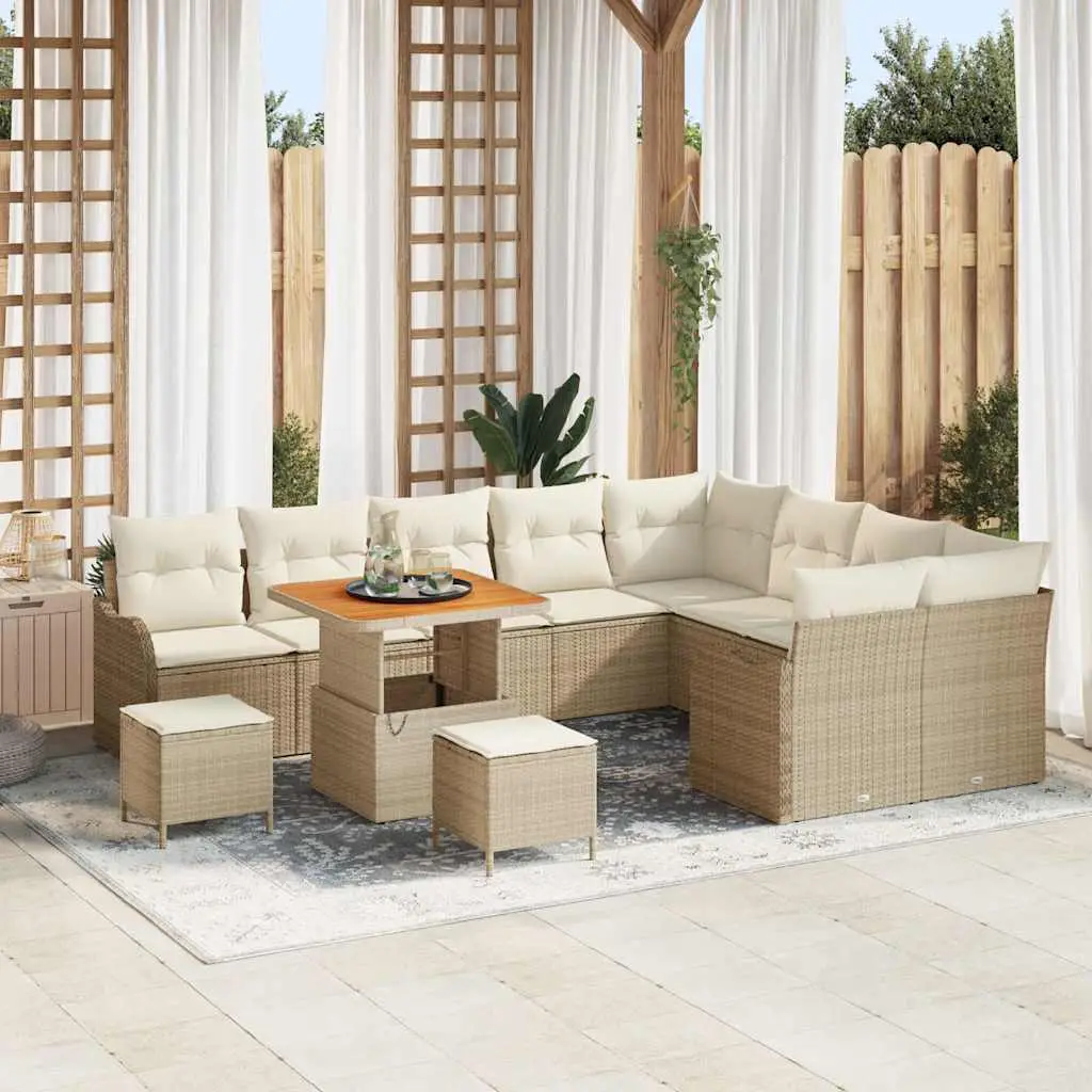 Ensemble Cosy Jardin 12 Pièces Polyrotin Beige et Acier avec Coussins Déhoussables – ComfortXL Outdoor Living
