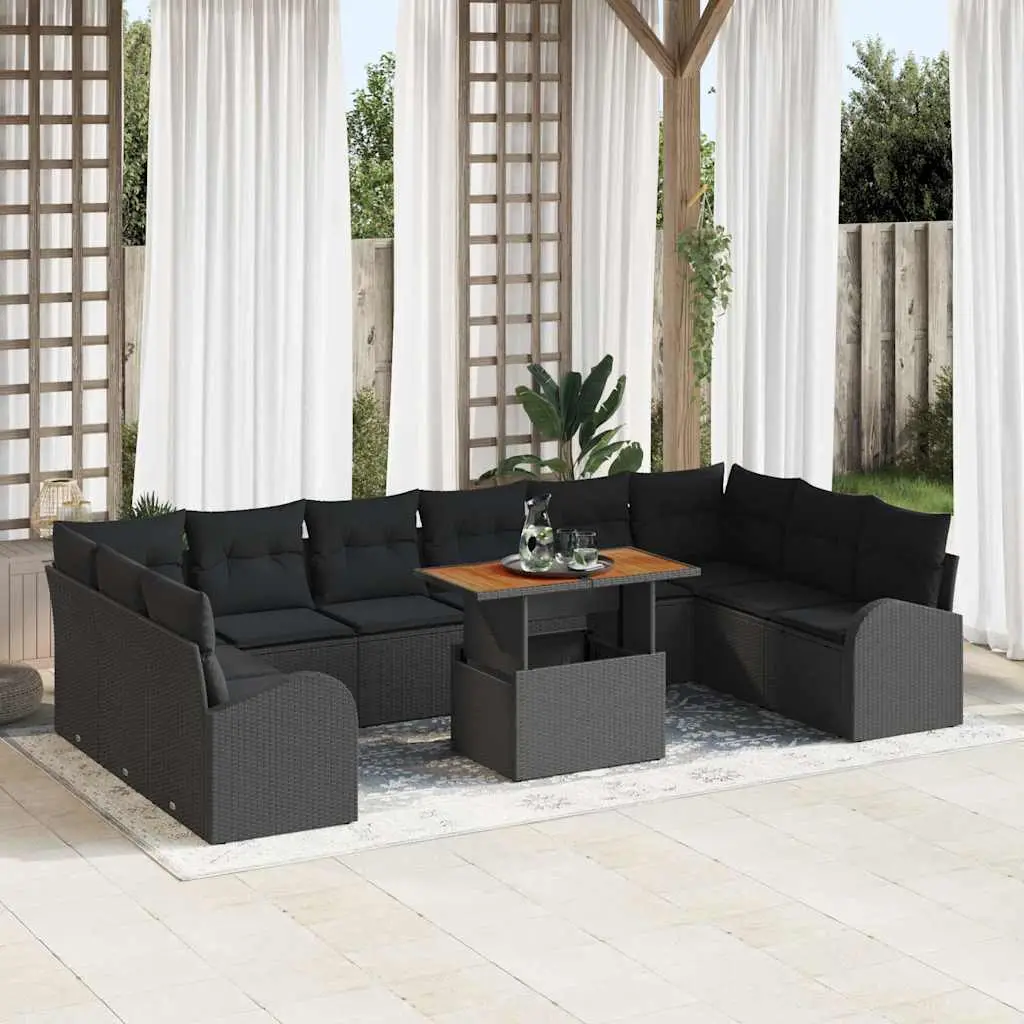 Ensemble canapé de terrasse 10 places modulable avec rangement intégré Noir – ComfortXL Outdoor Living