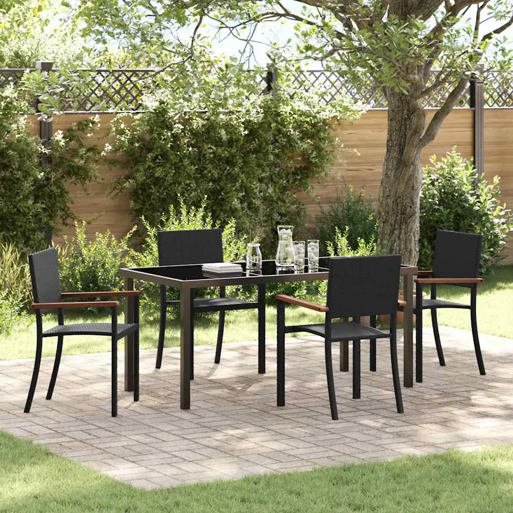 Ensemble de salle à manger pour jardin 5 pcs Noir vidaXL 3379418