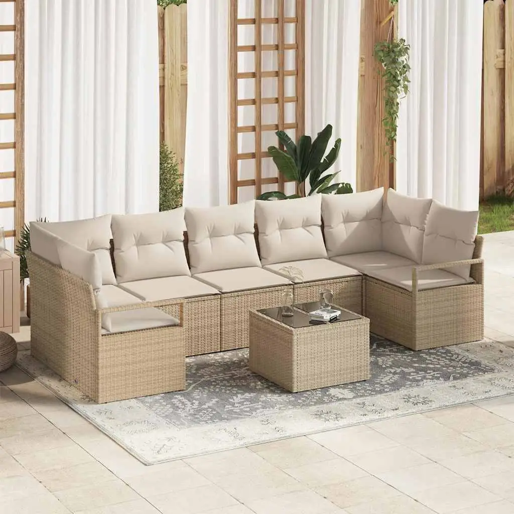 Ensemble de Canapés 8 pcs Beige et crème polyrotin vidaXL 3346301