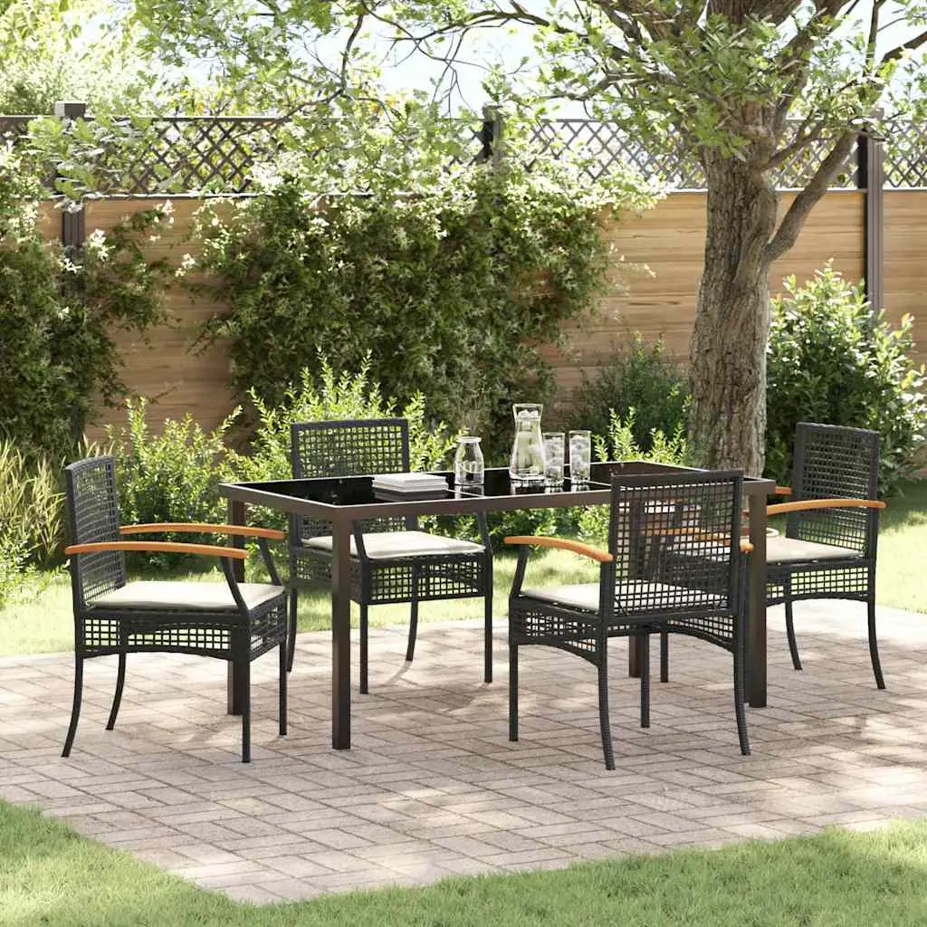 Ensemble de salle à manger pour jardin 5 pcs Noir Rotin vidaXL 3380816