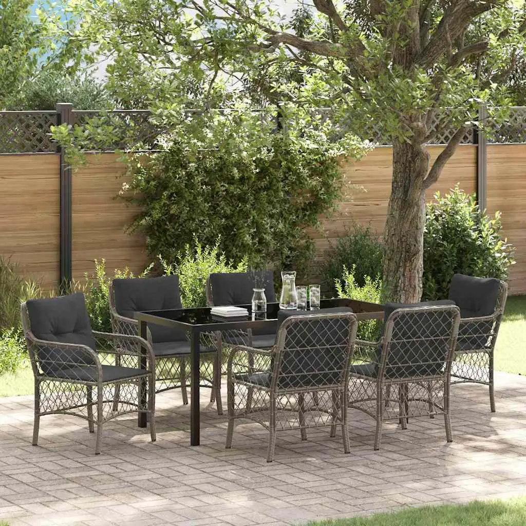 Ensemble de salle à manger pour jardin 7 pcs Gris polyrotin vidaXL 3380222