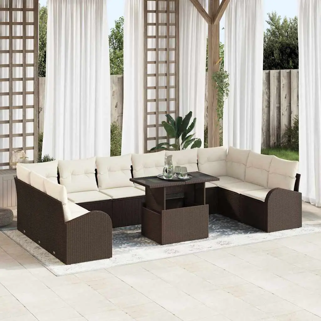 Ensemble Canapé Extérieur 11 Sièges Résine Tressée Marron Durable Idéal pour Terrasse Spacieuse – ComfortXL Outdoor Living