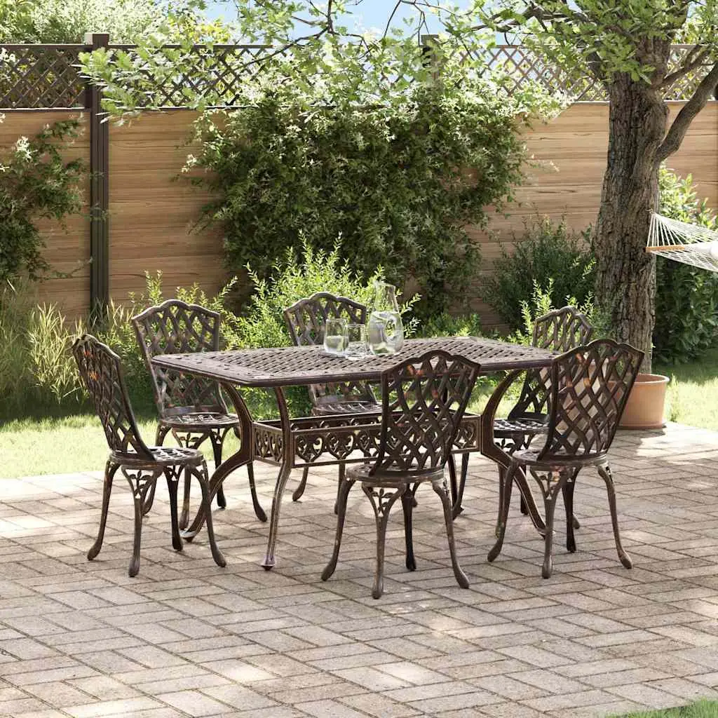 Ensemble de salle à manger pour jardin 7 pcs Bronze Aluminium vidaXL 3334672