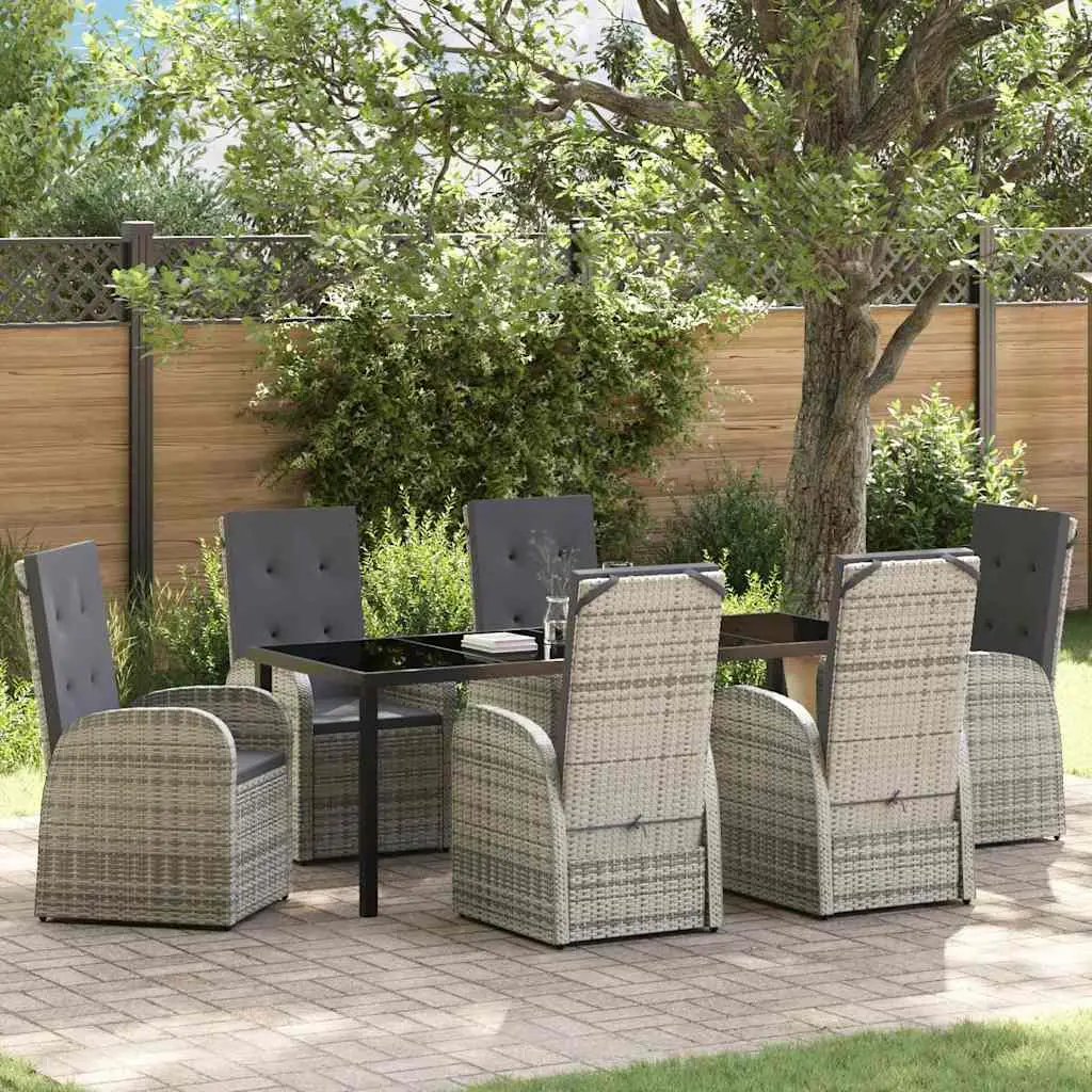 Ensemble de salle à manger pour jardin 7 pcs Gris polyrotin vidaXL 3379483