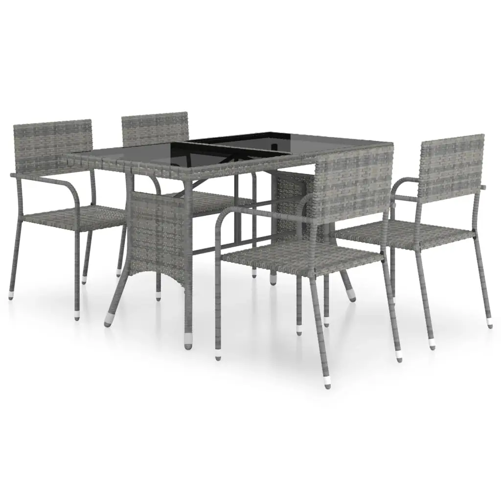 Ensemble de 5 pcs table de jardin avec chaises – mobilier de jardin Résine tressée Anthracite gris-JU2543
