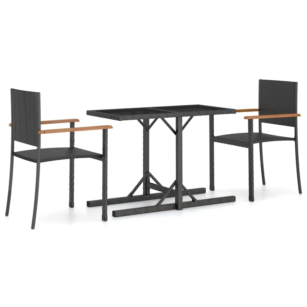 Ensemble de 3 pcs table de jardin avec chaises – mobilier de jardin Noir-JU2922