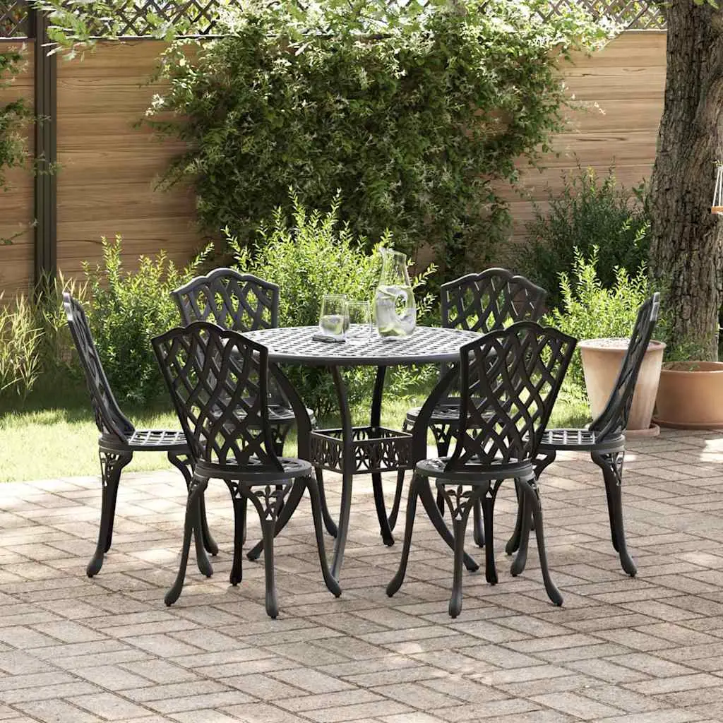 Ensemble de salle à manger pour jardin 7 pcs Noir Aluminium vidaXL 3334713