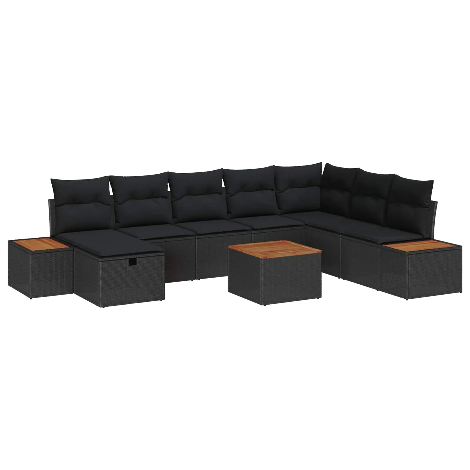 Ensemble de canapé de jardin avec coussin 9 pcs Noir polyrotin vidaXL 3359660