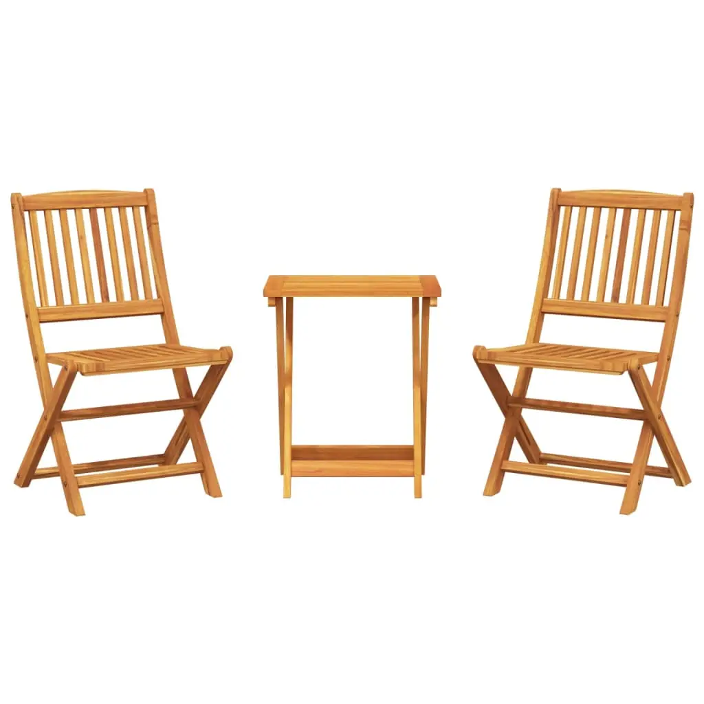 Ensemble de 3 pcs table de jardin et chaises pliable – mobilier de jardin bois d’acacia massif-JU2856