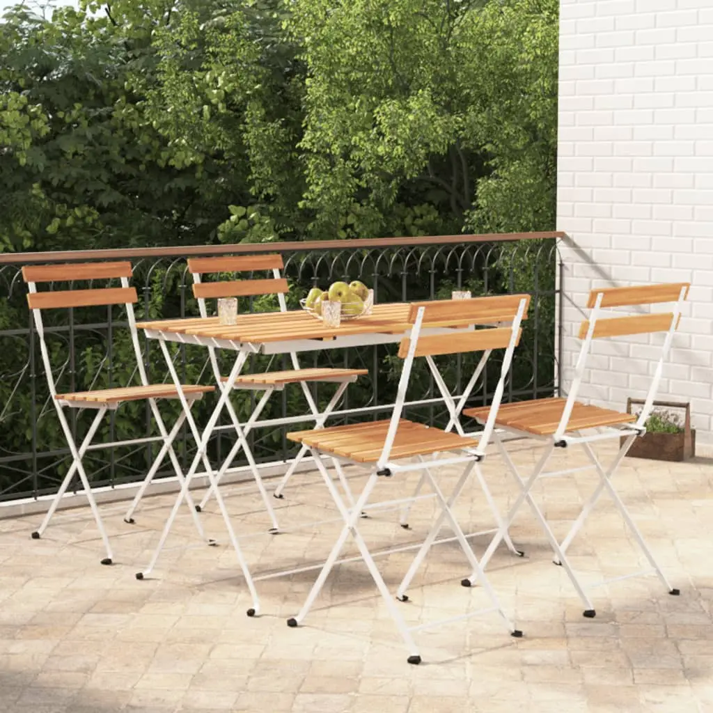 Ensemble de Jardin Pliable 5P Bois d’Acacia et Acier Table et 4 Chaises Brun – ComfortXL Outdoor Living