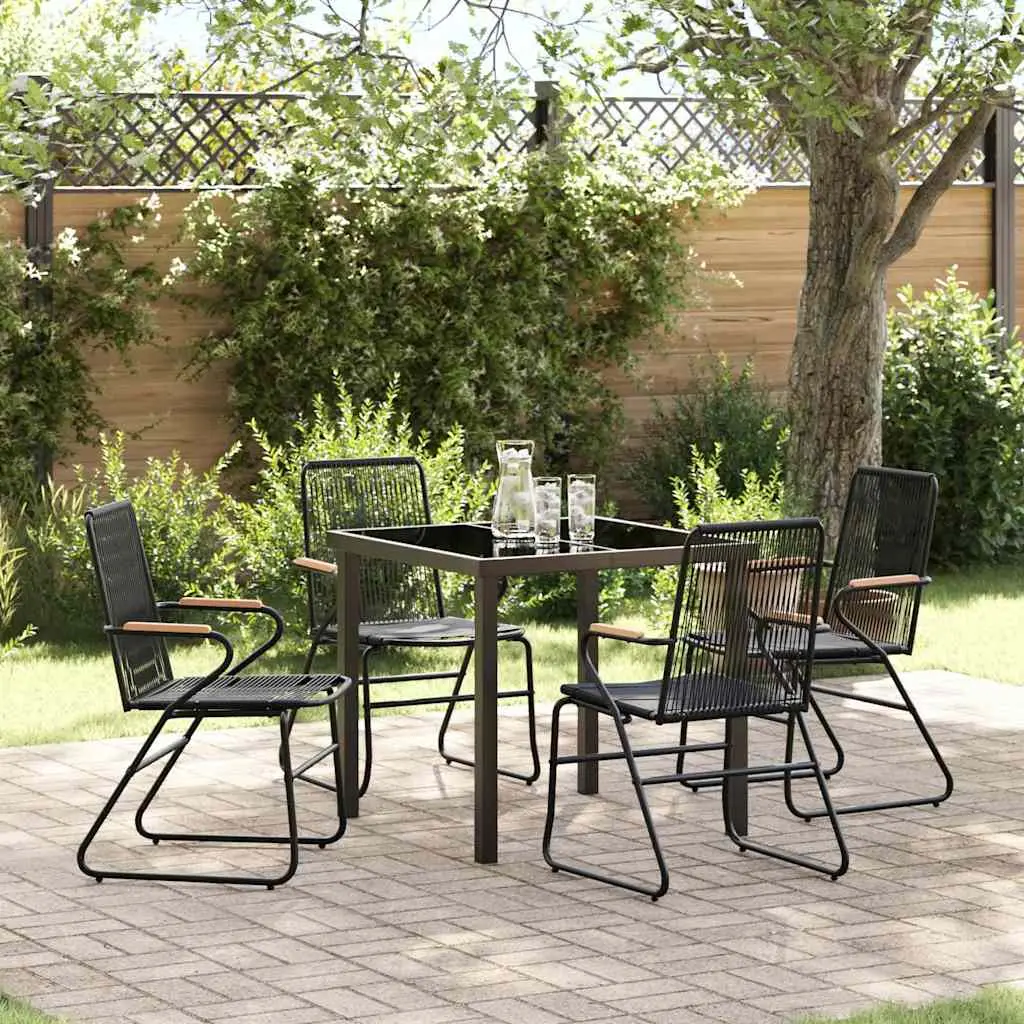 Ensemble de salle à manger pour jardin 5 pcs Noir vidaXL 3379171