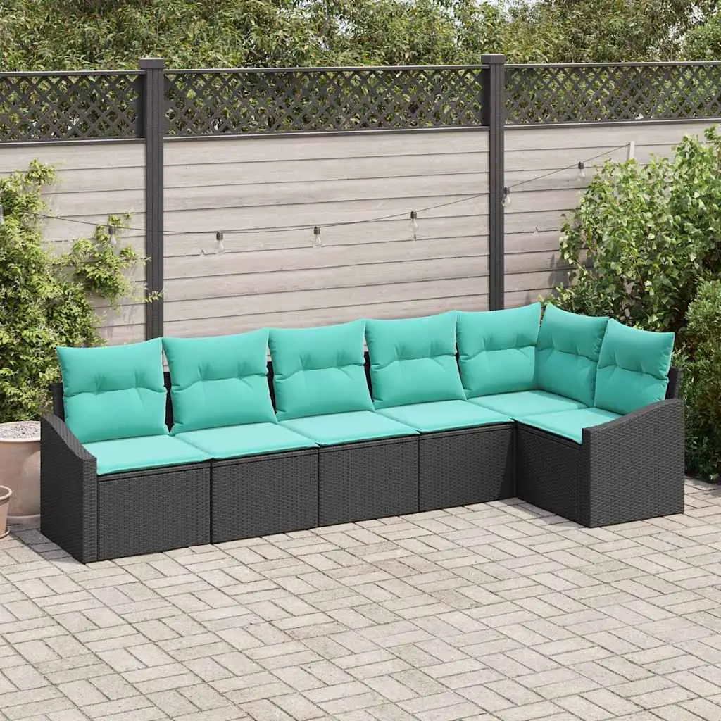 Ensemble de Canapés avec coussin 6 pcs Noir polyrotin vidaXL 3346746