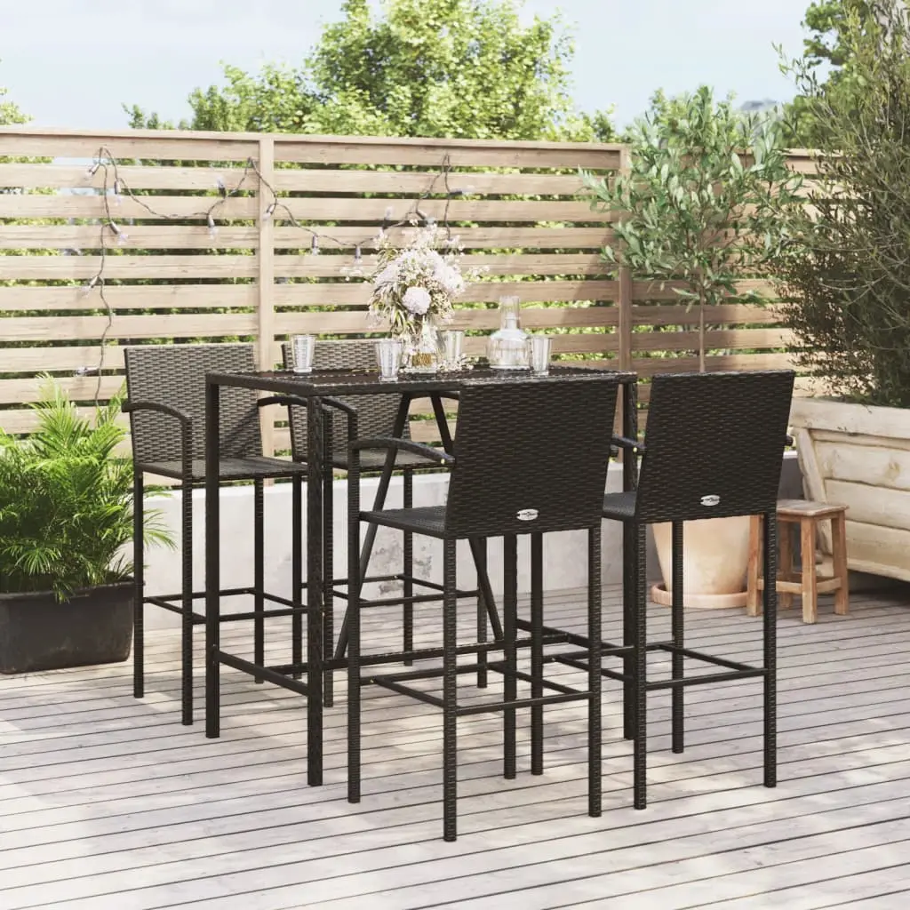 Ensemble de bar de jardin 5 pcs noir résine tressée vidaXL 3187654
